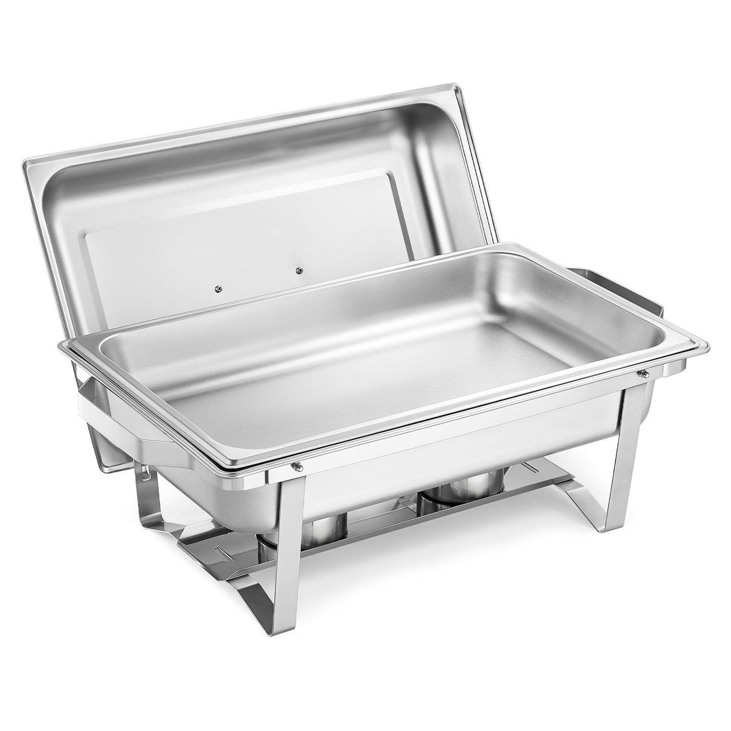 Rectangle Chafing Dish, 9 Qt 4 Pack Stainless Steel Chafing Dish, Food Warmer Chafer Complete Set with Hollow Handle, 2 Food Tongs, Lid, Fuel Holder, Chafer Dishes for Banquet Party Wedding