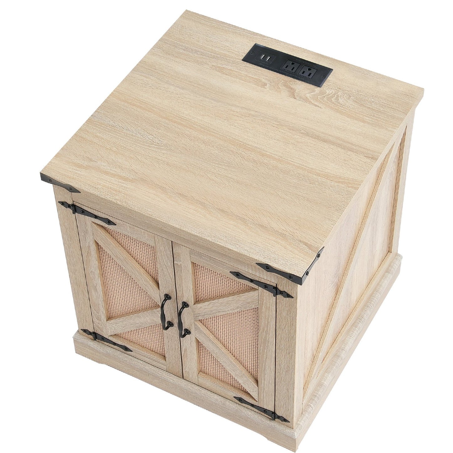 Rattan-Couchtisch, rechteckig, Rattan-Couchtisch mit 2 Ebenen für das Wohnzimmer