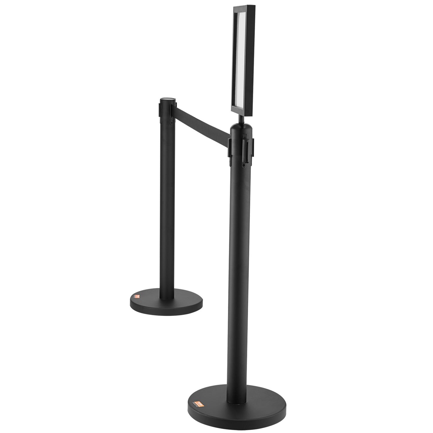 Crowd Control Posts, 6-Pack Crowd Control Barriers, Carbon Steel Baking Painted Pole Queue Post with Sign Holder & 3 PCS 6.5 FT Retractable Belt, Belt Barrier Line Divider, Easy Assembly