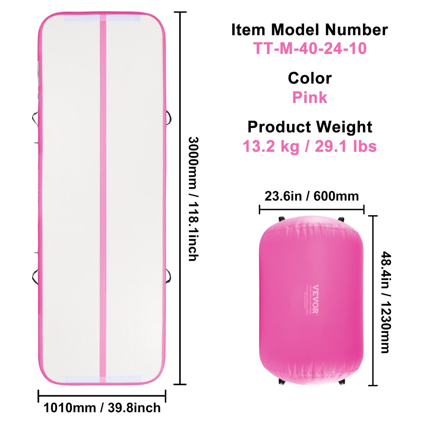Inflatable Gymnastics Air Mat Set, 2 PCS Tumbling Mat, Tumble Track with Electric Pump, Air Roller Barrel Gymnastics Equipment, Training Mats for Home Use/Gym/Yoga/Cheerleading/Beach/Park/Water
