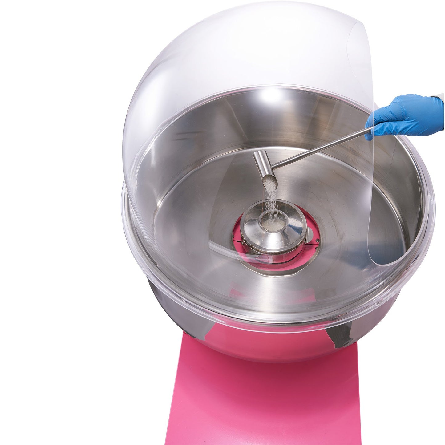Electric Cotton Candy Machine Cart with Bubble Cover Shield, 1000W Commercial Floss Maker with Stainless Steel Bowl, Sugar Scoop and Drawer, Perfect for Home, Kids Birthday, Family Party, Pink