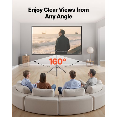 stativprojektorduk med stativ 80 tum 160° vidvinkel 4K HD 16:9 | EU