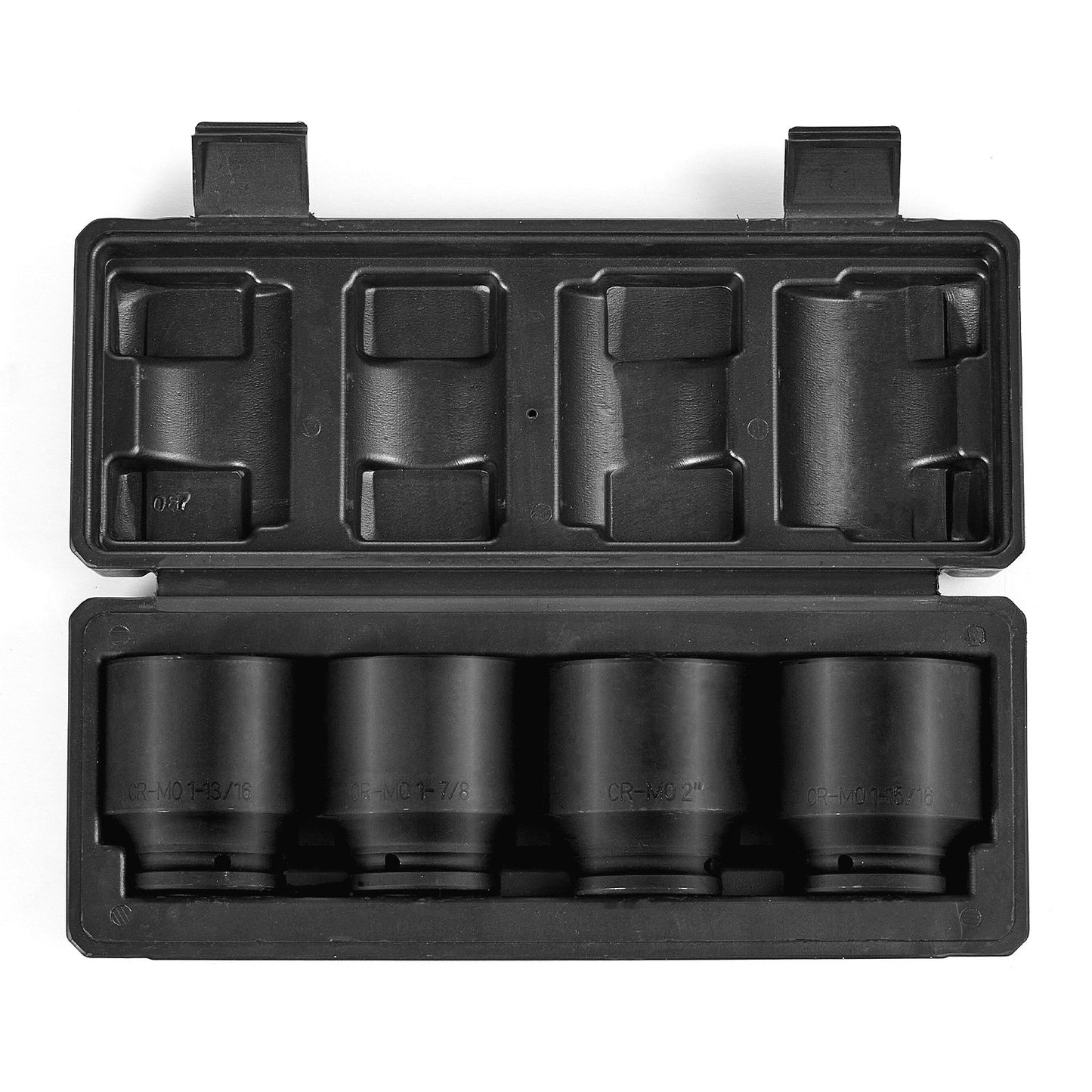 Axle Nut Impact Socket Set, 1/2" Drive 6-Point 4-Piece SAE Spindle Nut Socket Set, CR-MO Heat Treated Large Socket Set with Storage Case, for Auto Repair, Removing or Installing Axle Nuts