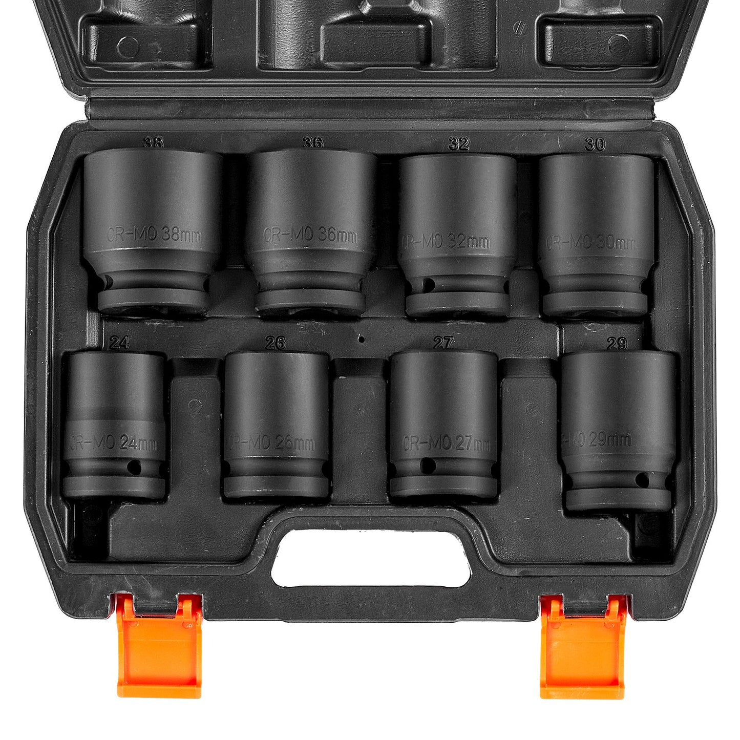 Axle Nut Impact Socket Set, 3/4" Drive 6-Point 8-Piece Metric Spindle Nut Socket Set, CR-MO Heat Treated Large Socket Set with Storage Case, for Auto Repair, Removing or Installing Axle Nuts