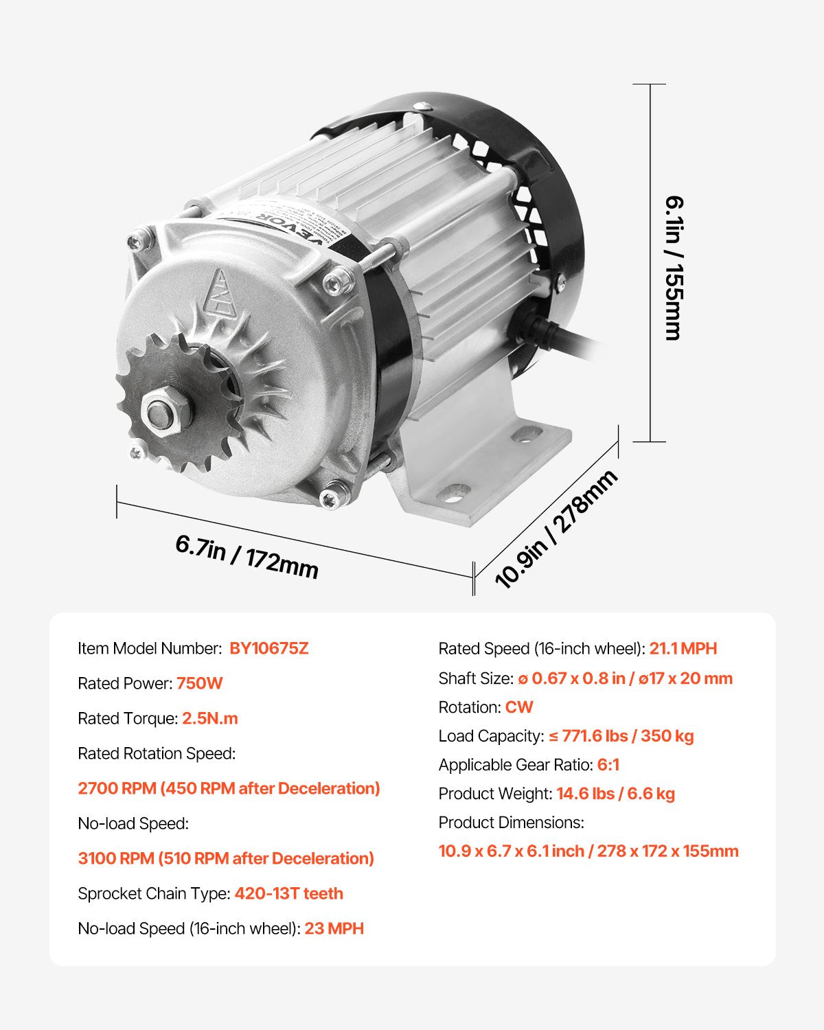 750W Electric Brushless DC Motor Kit - 48V 2700rpm Motor with Upgraded Speed Controller for Go Karts E-Bike Motorcycle Scooter