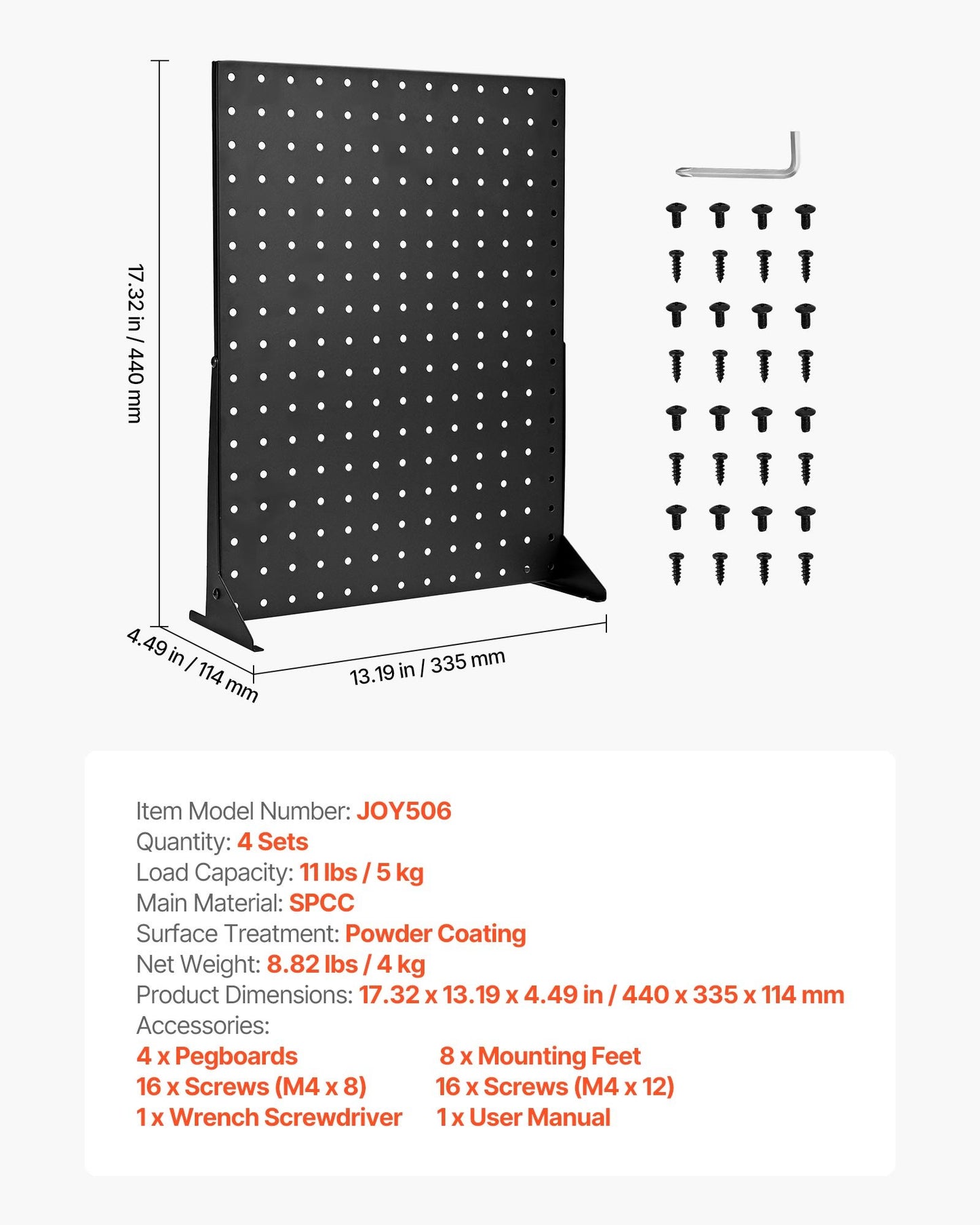 Pegboard Display Stand, 17 x 13 in Tabletop Pegboard Display Stand, Accessories Rack Organizer, Thickened Cold-Rolled Steel Peg Board Panel for Grocery Retail Store Jewelry Shop, Black (4 PCS)