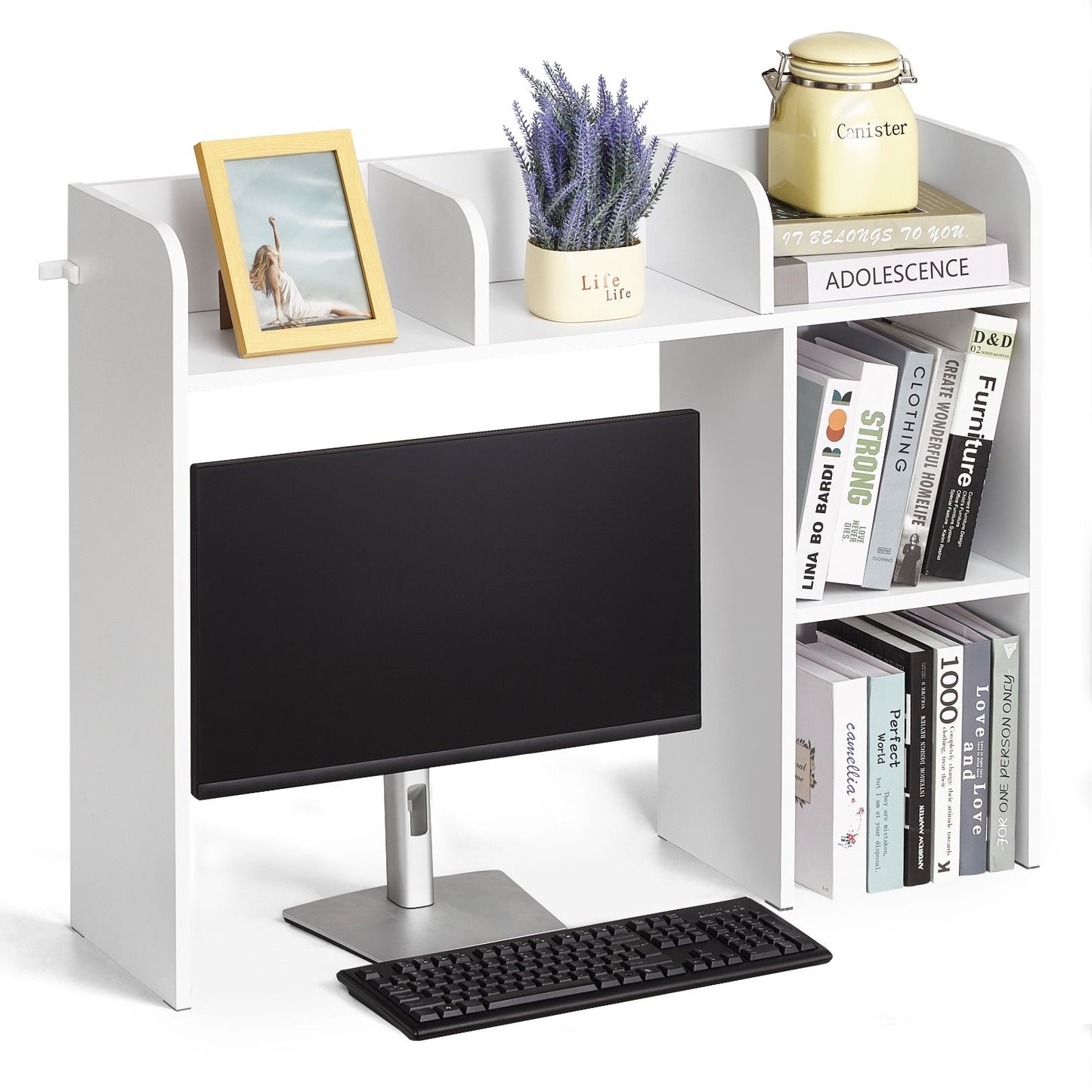 Desktop Bokhylla Vit Desktop Storage Organizer 2-nivå för kontor och hem