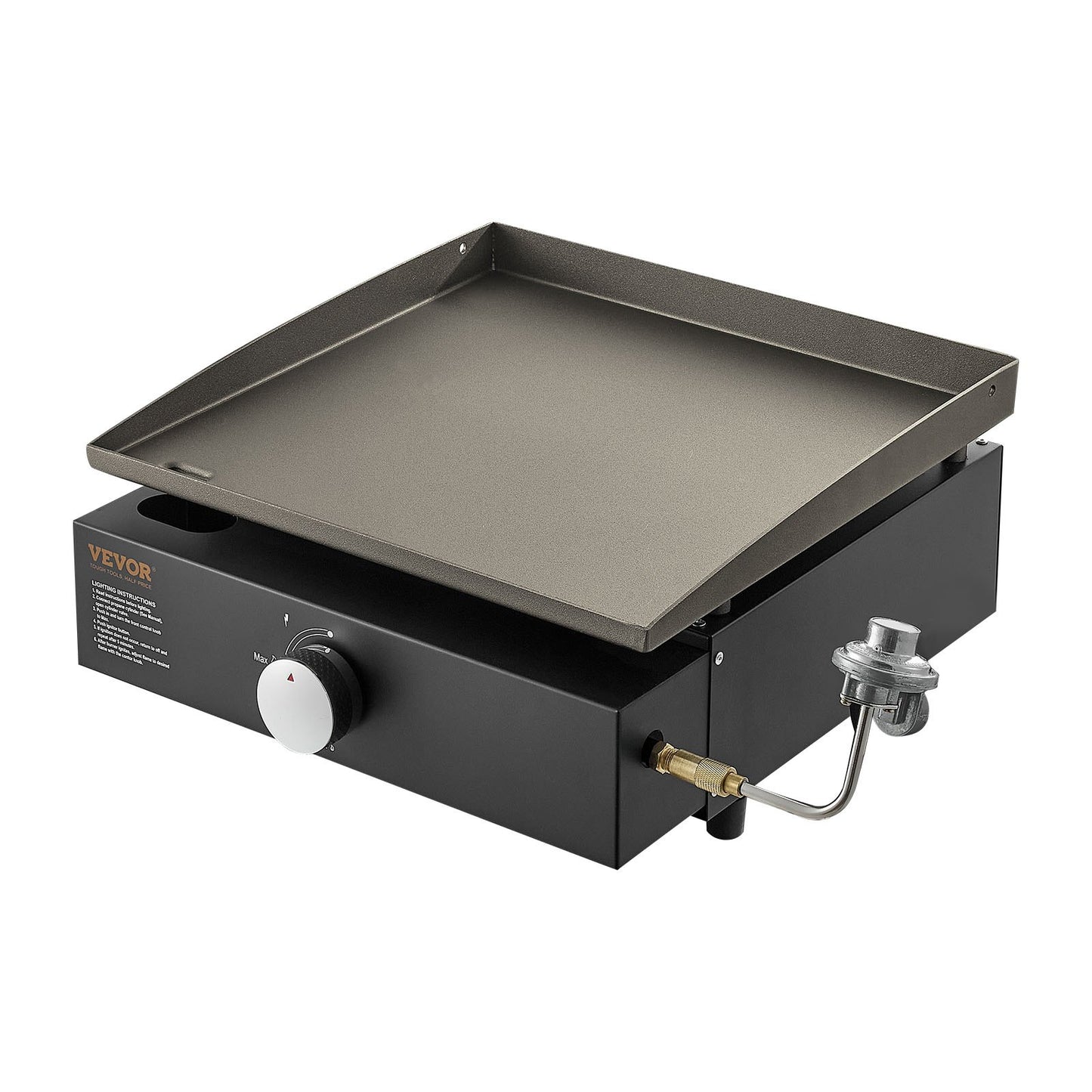 Commercial Griddle, 16.9" Heavy Duty Manual Flat Top Griddle, Countertop Gas Grill with Non-Stick Cooking Plate, Steel Natural Gas Griddle, 2-Burners Restaurant Portable Grill - 22,000 BTU
