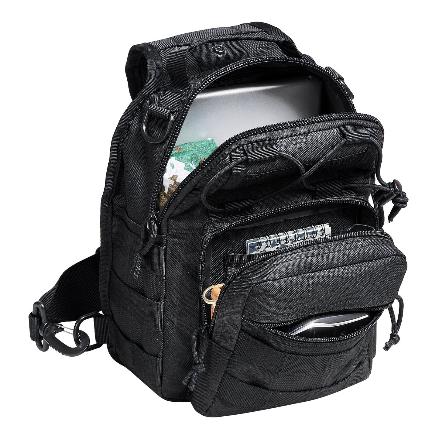 Taktische Schultertasche 10L Military Rover Schulter-Sling-Rucksack Schwarz