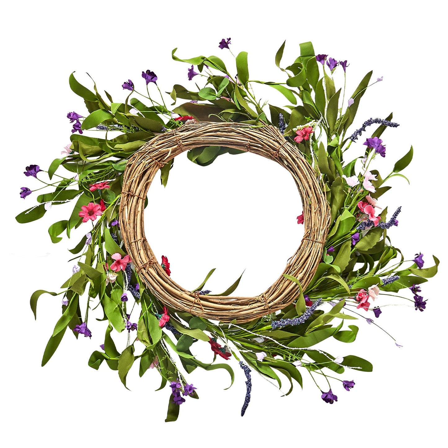 Artificial decorative wreath 22 in pink green daisies year round wreath