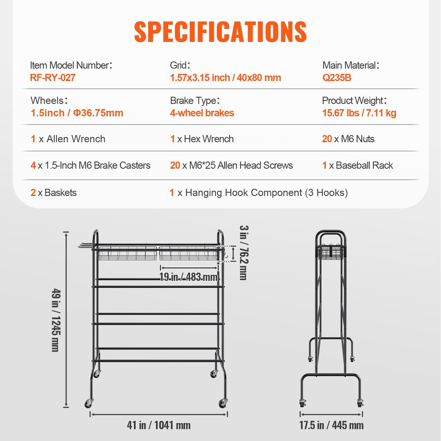 Basketball Rack, 4-Layers Rolling Basketball Shooting Training Stand, Sports Equipment Storage Organizer with Wheels, Hooks and Baskets, Garage Ball Storage Holder for Football Soccer Volleyball