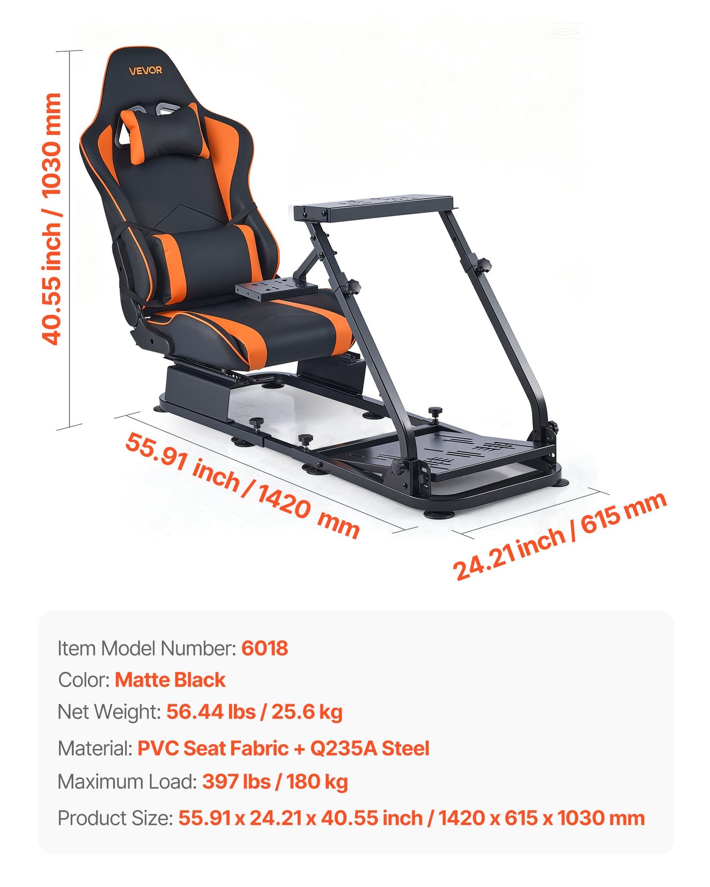 Racing Wheel Stand, Heavy-Duty Simulator Cockpit Steering Stand with Dual-Rail Dual-Arm, Fit Logitech G25,G27,G29,G920,G923, Thrustmaster T300RS,TX F458,T500RS,T3PA-PRO (F1/GT) and CSR Pedals