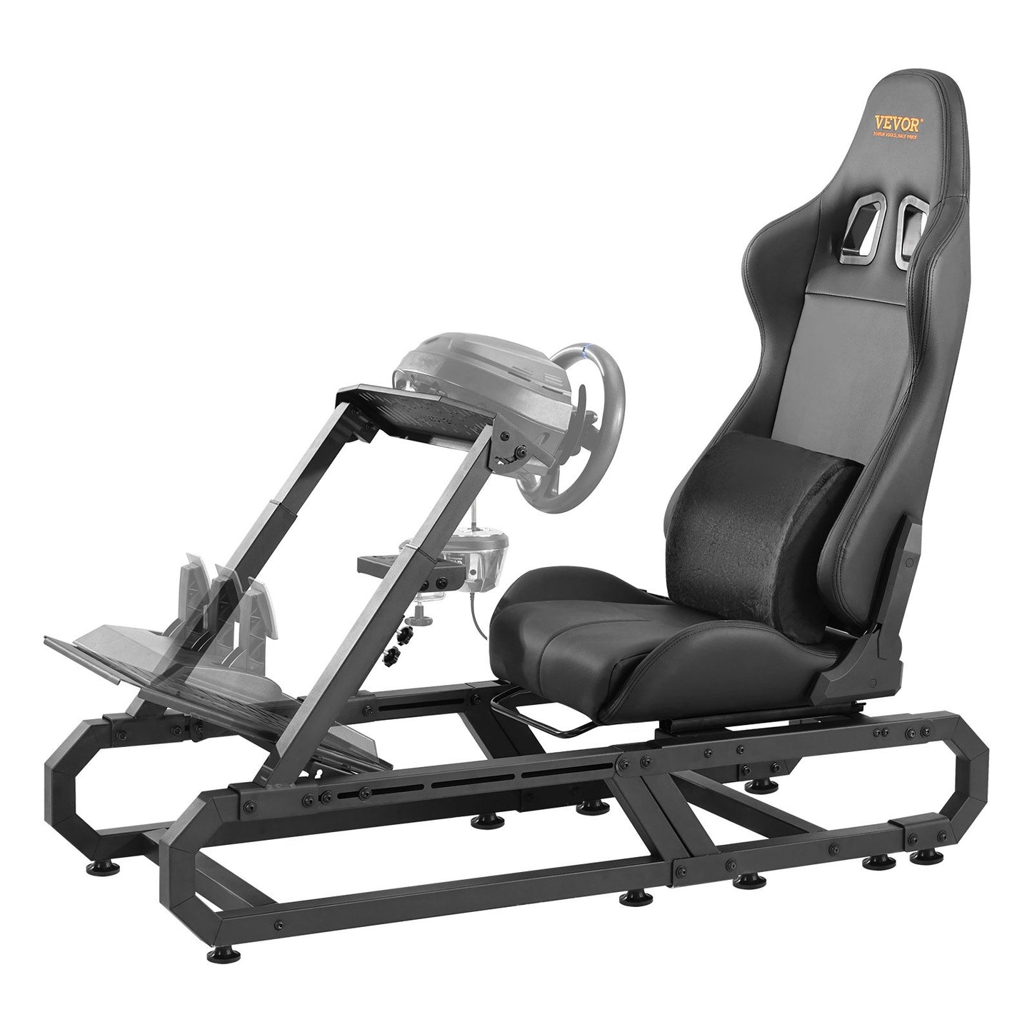 Racing Wheel Stand For Logitech G923/G920/G29, Heavy Duty Steel Driving Simulator Cockpit-Thrustmaster T248P, Steering Wheel Bracket Height & Foot Pedal Angle Adjustable,Max Load 330 LBS Compact