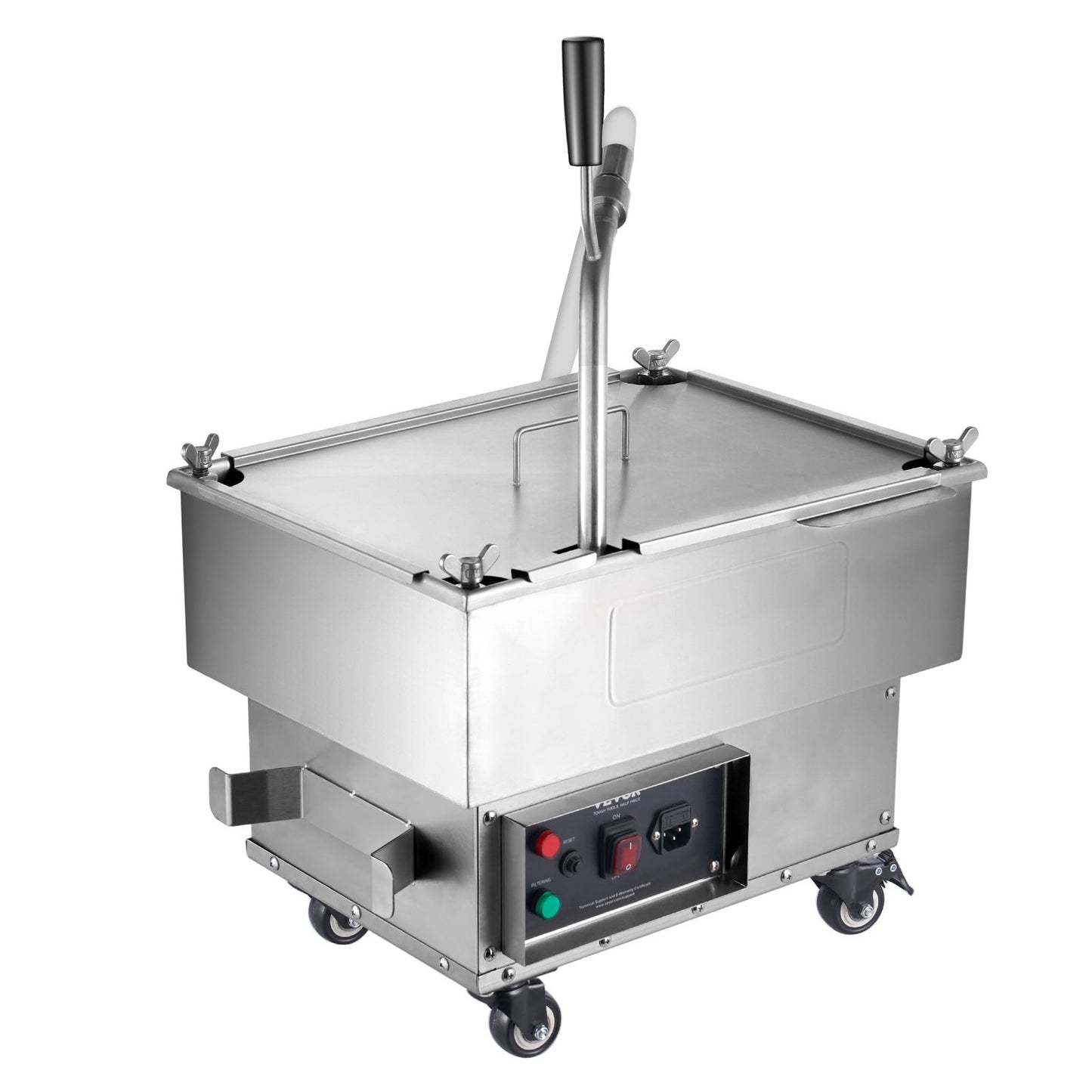 Mobiler Fritteusenfilter, 18 L Öltankkapazität, Ölfiltersystem mit 10 l/min Ölfiltrationsrate, Mobiles Fritteusenölfiltersystem mit Schwenkrädern, Ölschlauch für Hamburger im Restaurant