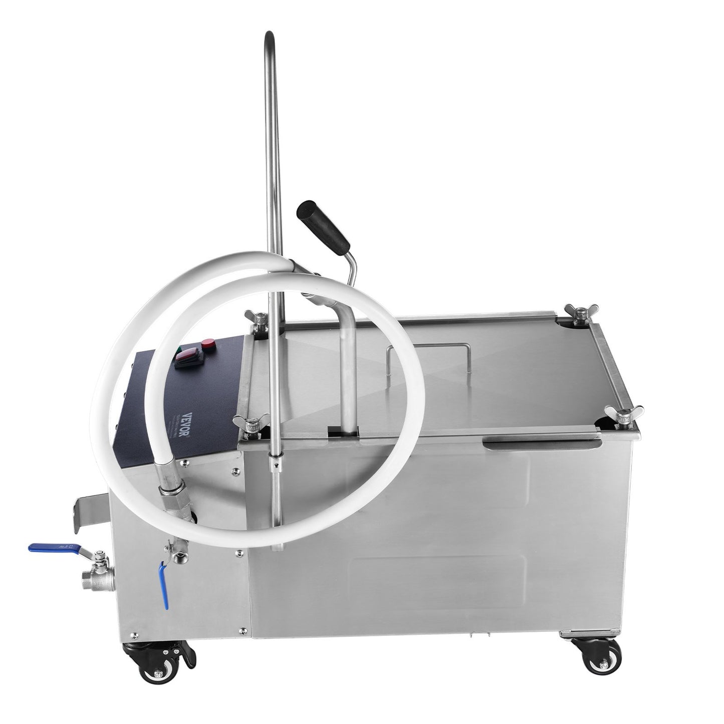 Portable Oil Filtering Unit, 38L Capacity, 10 L/min Filtering Speed, Equipped with Swivel Casters and Oil Hose, Ideal for Restaurant and Burger Shop Use