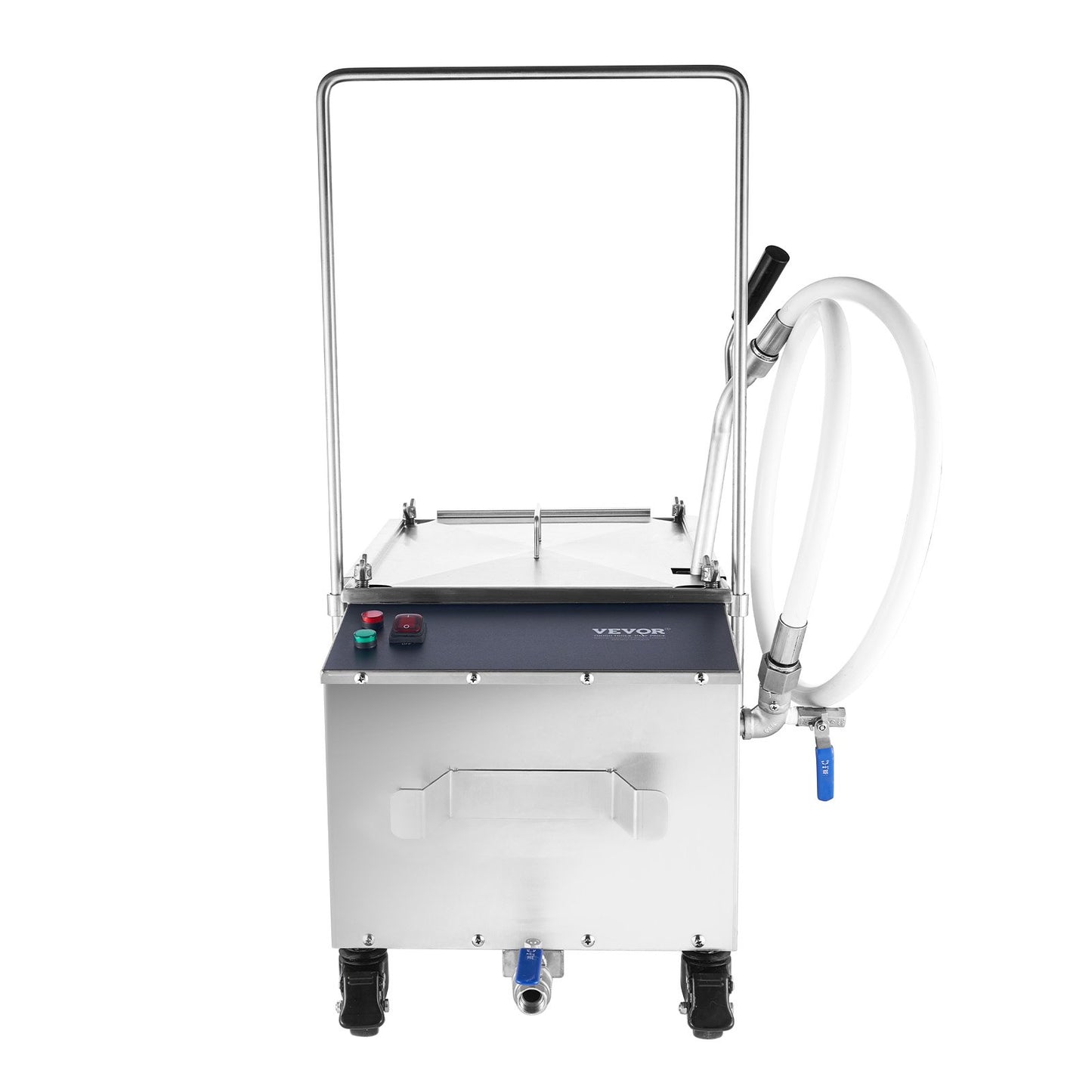 Mobiler Fritteusenfilter, 55 l Öltankkapazität, Ölfiltersystem mit 10 l/min Ölfiltrationsrate, mobiles Fritteusenölfiltersystem mit Schwenkrädern, Ölschlauch für Restaurantburger