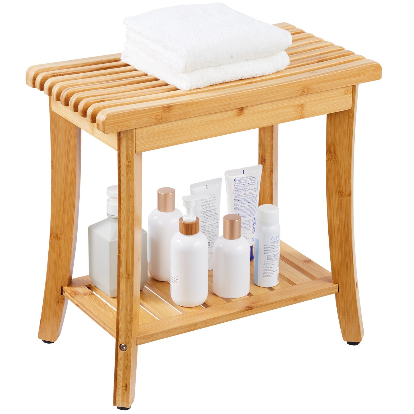 Bamboo shower bench 19.1 x 11.3 x 18.3 in shower stool chair for bathroom