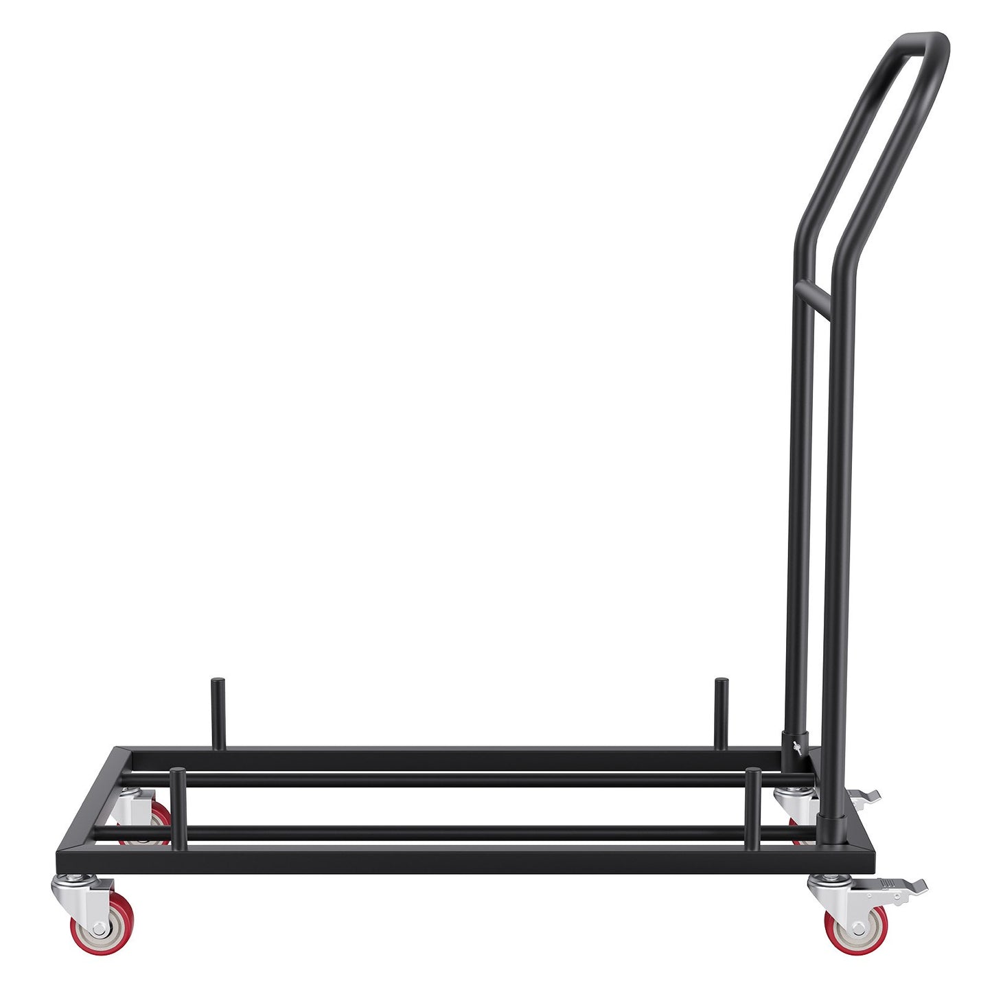 Hopfällbar stol Dolly, järnvagn med kapacitet för 12 stolar, hopfällbara stolar Rackvagn med 4 hjul, förvaringstransportdolly för platt stapling av plastharts och trästolar, svart