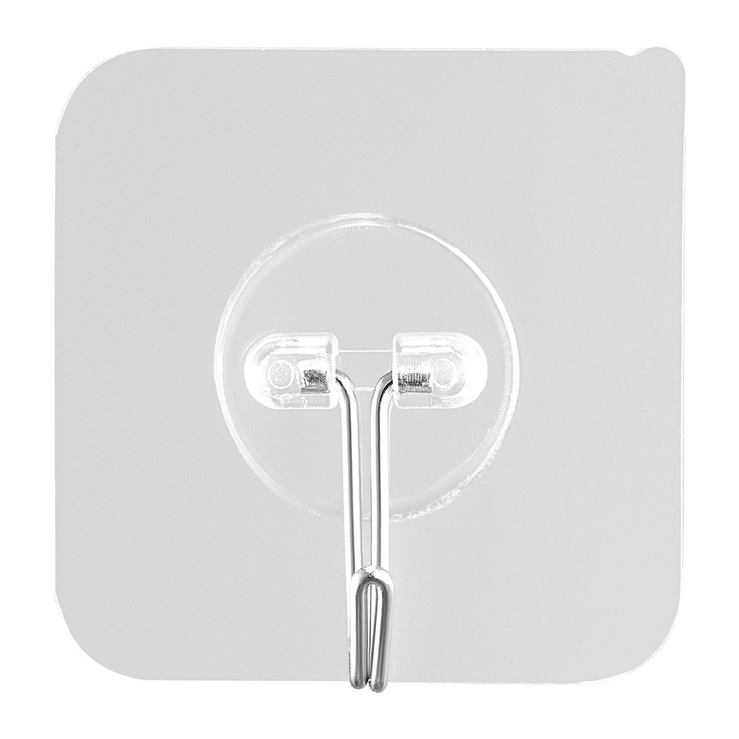 Adhesive Hooks, 12 Pack Self-Adhesive Towel Coat Hooks, Heavy-Duty Wall Hook Hold 15 lbs (Max), Stainless Steel Sticky Hanger, for Bathroom, Kitchen, Hanging Towel, Coat & Keys (Transparent)