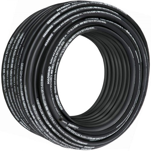 Hydraulic Hose 328 Feet Rubber Hydraulic Hoses with 2 High-Tensile Steel Wire Braid, Inner Diameter 3/8 Inch, 5000 PSI Max, Bulk Hydraulic Hose -40 °F to 250 °F, Hydraulic Oil Flexible Hose