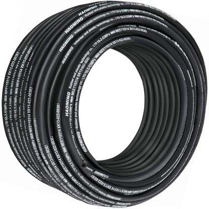 Hydraulic Hose 328 Feet Rubber Hydraulic Hoses with 2 High-Tensile Steel Wire Braid, Inner Diameter 3/8 Inch, 5000 PSI Max, Bulk Hydraulic Hose -40 °F to 250 °F, Hydraulic Oil Flexible Hose