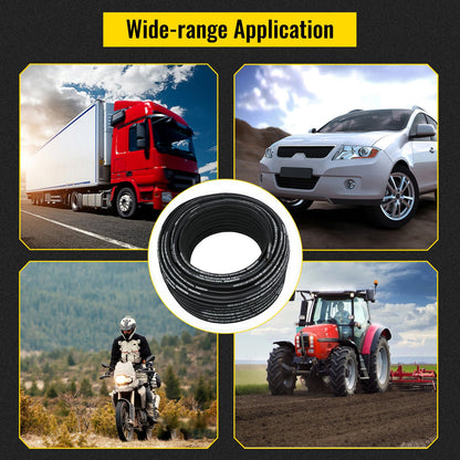 Hydraulic Hose 328 Feet Rubber Hydraulic Hoses with 2 High-Tensile Steel Wire Braid, Inner Diameter 3/8 Inch, 5000 PSI Max, Bulk Hydraulic Hose -40 °F to 250 °F, Hydraulic Oil Flexible Hose