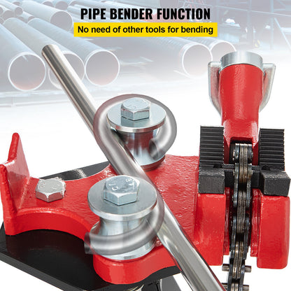 Tripod Pipe Chain Vise | 1/8"-5" Pipe Capacity | 36.4" Length | Portable Folding Steel Legs | Grip, Support and Bend Pipe | Ideal for Factory, Workshop and Home Use