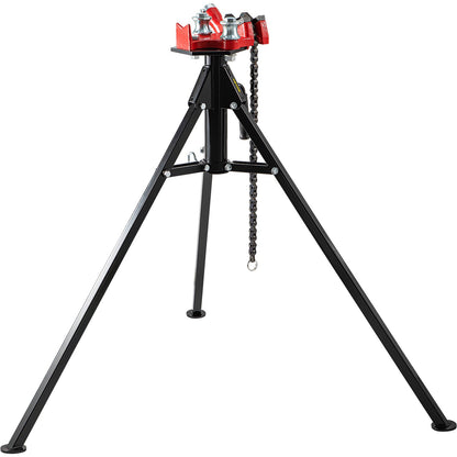 Tripod Pipe Chain Vise | 1/8"-5" Pipe Capacity | 36.4" Length | Portable Folding Steel Legs | Grip, Support and Bend Pipe | Ideal for Factory, Workshop and Home Use