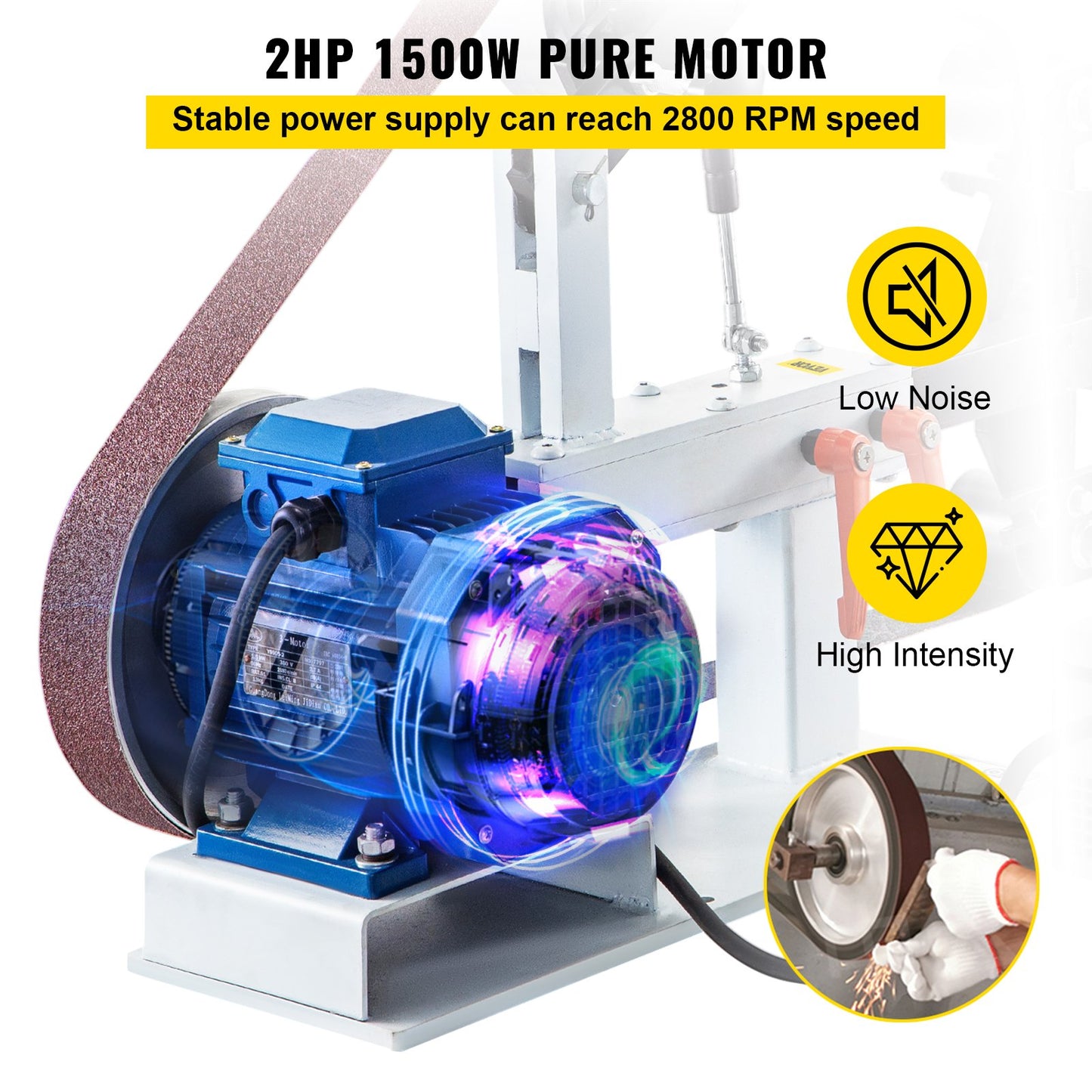 Bänkskiva & bandslip Bänkslip 1,5KW med Ph 427 X 12" Hjuljusterbart slipband, centralt maskinband och skivslipmaskin 0-2800 rpm kombinationsslipmaskiner