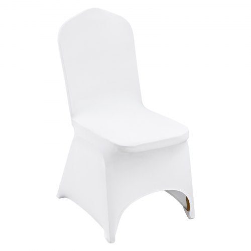 Stretch Spandex Folding Chair Covers, Universal Fitted Arched Front Cover, Removable Washable Protective Slipcovers, for Wedding, Holiday, Banquet, Party, Celebration, Dining (100PCS White)