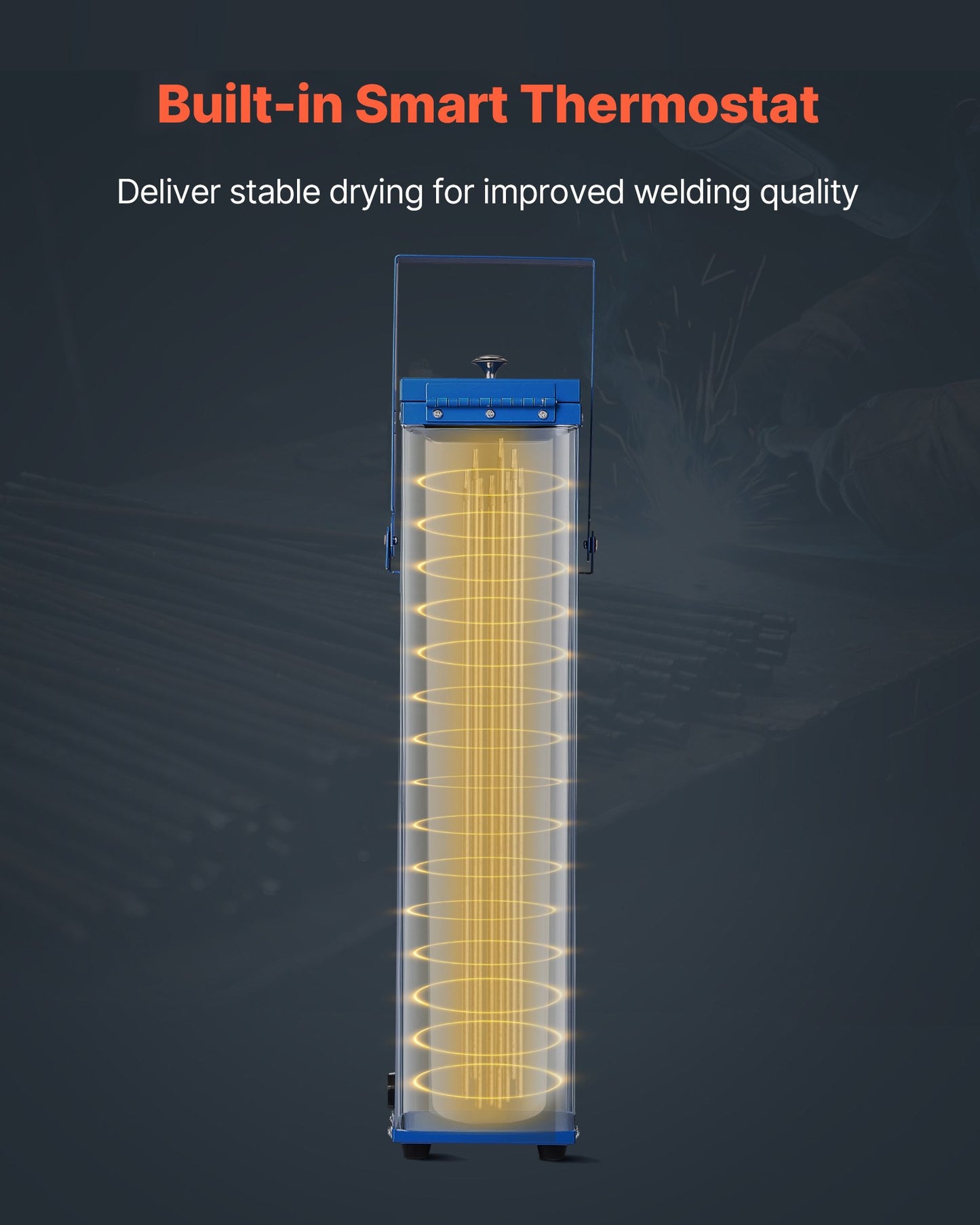 Portable Welding Rod Oven, 10LBS Capacity Electrodes Drying Oven 230W 120V, 300℉ Fast Heating Welding Rods Dryer for 18-inch Stick Electrodes - with Easy-to-Carry Handle & Safety Locking Latch