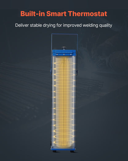 Portable Welding Rod Oven, 10LBS Capacity Electrodes Drying Oven 230W 120V, 300℉ Fast Heating Welding Rods Dryer for 18-inch Stick Electrodes - with Easy-to-Carry Handle & Safety Locking Latch