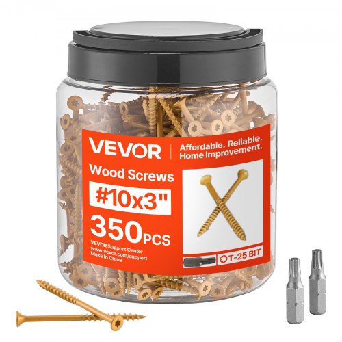 Wood Screws 350 PCS, #10 x 3-Inch Anti-Rust Coated, Exterior Deck Screw Torx/T25 Star Drive, Metal Rust-Resistant Outdoor Decking Screws with 2 Screw Connectors, for Decking Fencing Framing