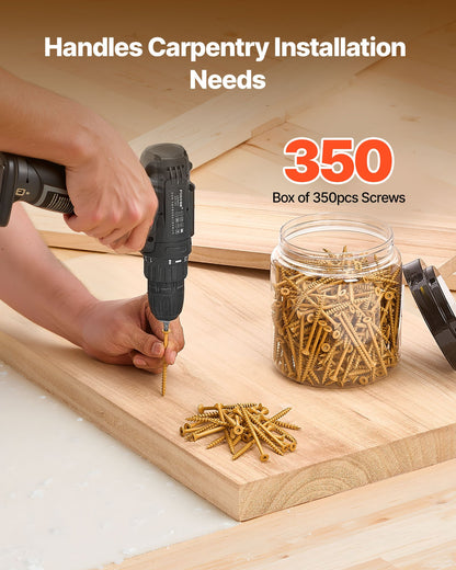 Wood Screws 350 PCS, #10 x 3-Inch Anti-Rust Coated, Exterior Deck Screw Torx/T25 Star Drive, Metal Rust-Resistant Outdoor Decking Screws with 2 Screw Connectors, for Decking Fencing Framing