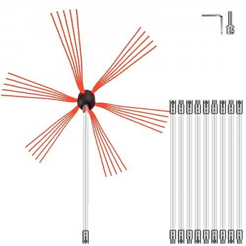 Chimney Sweep Kit 33FT, Chimney Cleaning Tool Kits with 10 Nylon Flexible Rods, Chimney Brush 394 Inch for Sweeping Fireplace