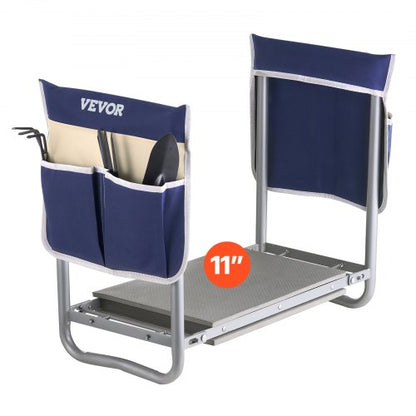 Garden Kneeler and Seat, 11 in Wide Kneeling Pad, Heavy Duty Garden Kneeling Stool, Folding Garden Seat with 2 Tool Bags, Relieve Knee & Back Pain, Non-Slip Garden Bench for Women Grandparents