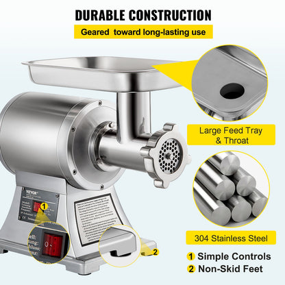 Commercial Stainless Steel 450lbs Meat Grinder Blade Plate Sausage Stuffer FDA