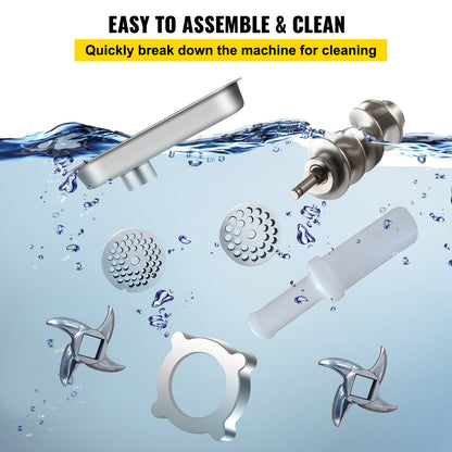 8500W Commercial Stainless Steel 450lbs Meat Grinder Cutting Blade Sheet Metal Sausage Stuffer