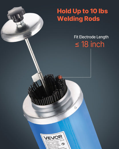 Portable Welding Rod Oven, 10LBS Capacity Electrodes Drying Oven 230W 120V, 86℉ to 302℉ Adjustable Welding Rods Dryer for 18-inch Stick Electrodes - with Easy-to-Carry Side Handle