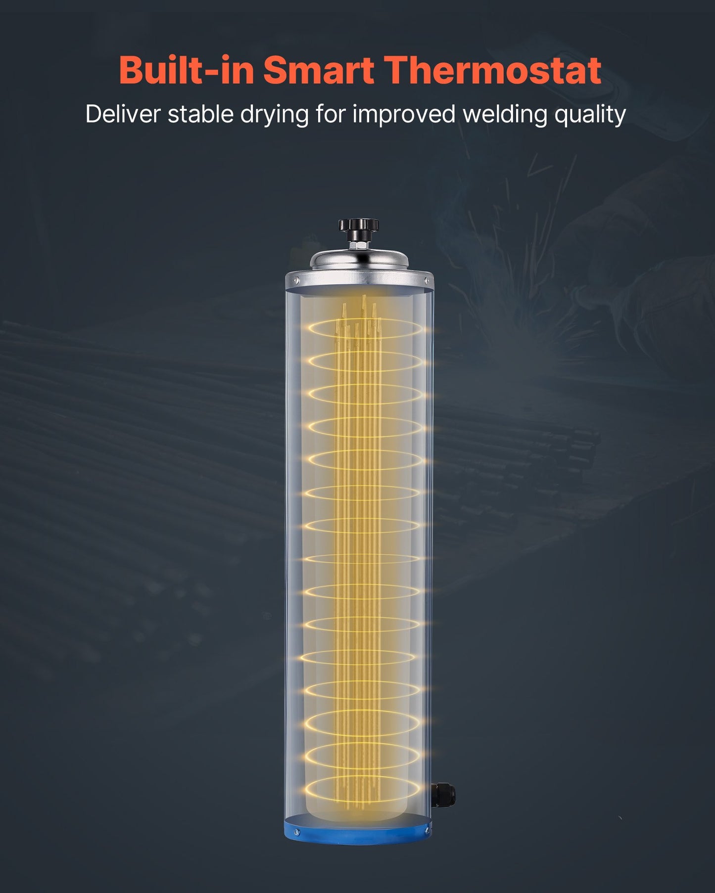 Portable Welding Rod Oven, 10LBS Capacity Electrodes Drying Oven 230W 120V, 86℉ to 302℉ Adjustable Welding Rods Dryer for 18-inch Stick Electrodes - with Easy-to-Carry Side Handle