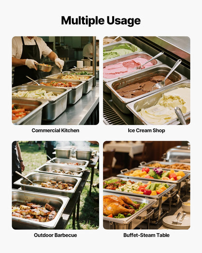 1 Pack Stainless Steam Hotel Pan, Full Size Table Steam Pan, 6 Inch Deep Anti Jam Restaurant Supplies Reusable Rustproof Catering Storage for Home, Party, Restaurant, Hotel, Buffet