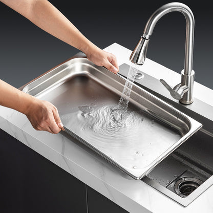 6 Pack Hotel Pans, Full Size Anti-Jam Steam Pan, 0.8mm Thick Stainless Steel Restaurant Steam Table Pan, 2.5-Inch Deep Commercial Table Pan, Catering Storage Food Pan, for Industrial & Scientifi