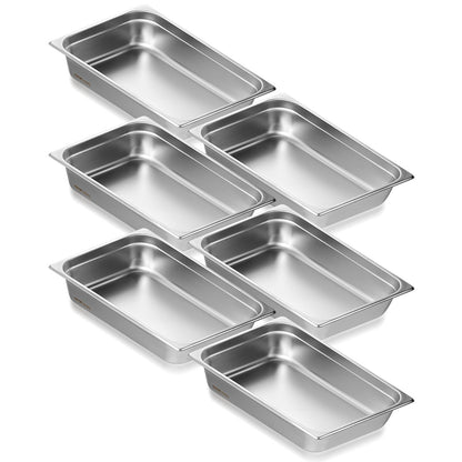 6 Pack Full Size Hotel Pans Steam Table Pan Stainless Steel 4" Deep