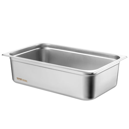 6 Pack Hotel Pans, Full Size Anti-Jam Steam Pan, 0.8mm Thick Stainless Steel Restaurant Steam Table Pan, 6-Inch Deep Commercial Table Pan, Catering Storage Food Pan, for Industrial & Scientific
