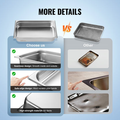 4-pack full size hotel steamers Stainless steel steamer 4" deep lid