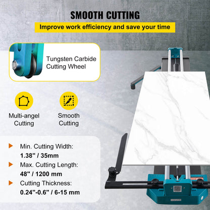 Manual Tile Cutter 48"/1200mm Cutting Machine w/ Laser Guide for Ceramic