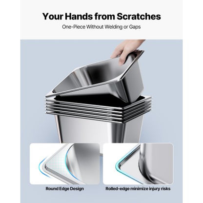 Rostfria ångpannor för hotell med lock, 1/2 storlek x 148 mm djupa, 9 l bordsångpannor, anti-sylt restaurangtillbehör återanvändbar cateringförvaring för hem, fest, restaurang, hotell, buffé, 2-pack |  EU