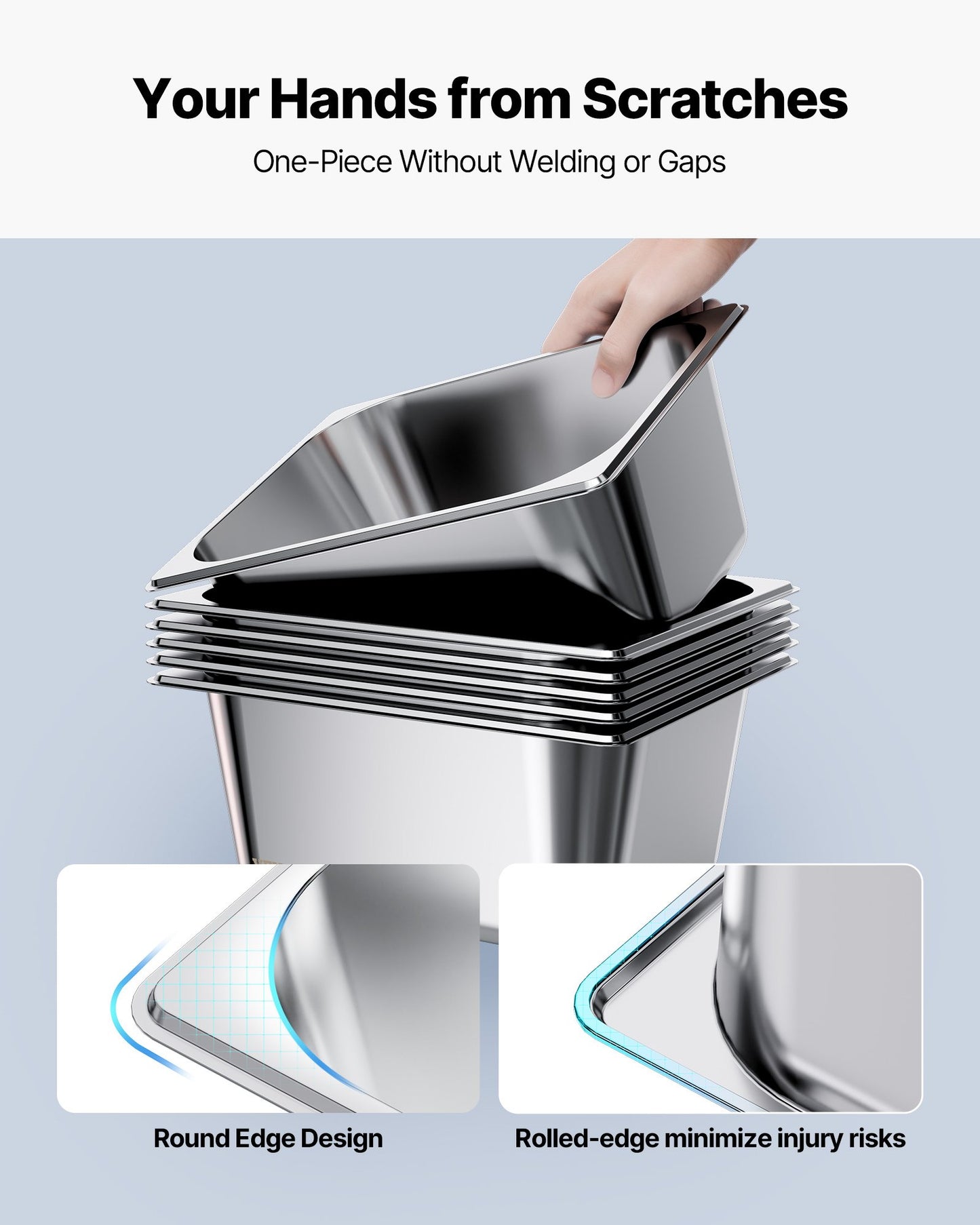 2 Pack Stainless Steam Hotel Pans, 1/2 Size Table Steam Pans With Lids, 6 Inch Deep, Anti Jam Restaurant Supplies Reusable Catering Storage for Home, Party, Restaurant, Hotel, Buffet