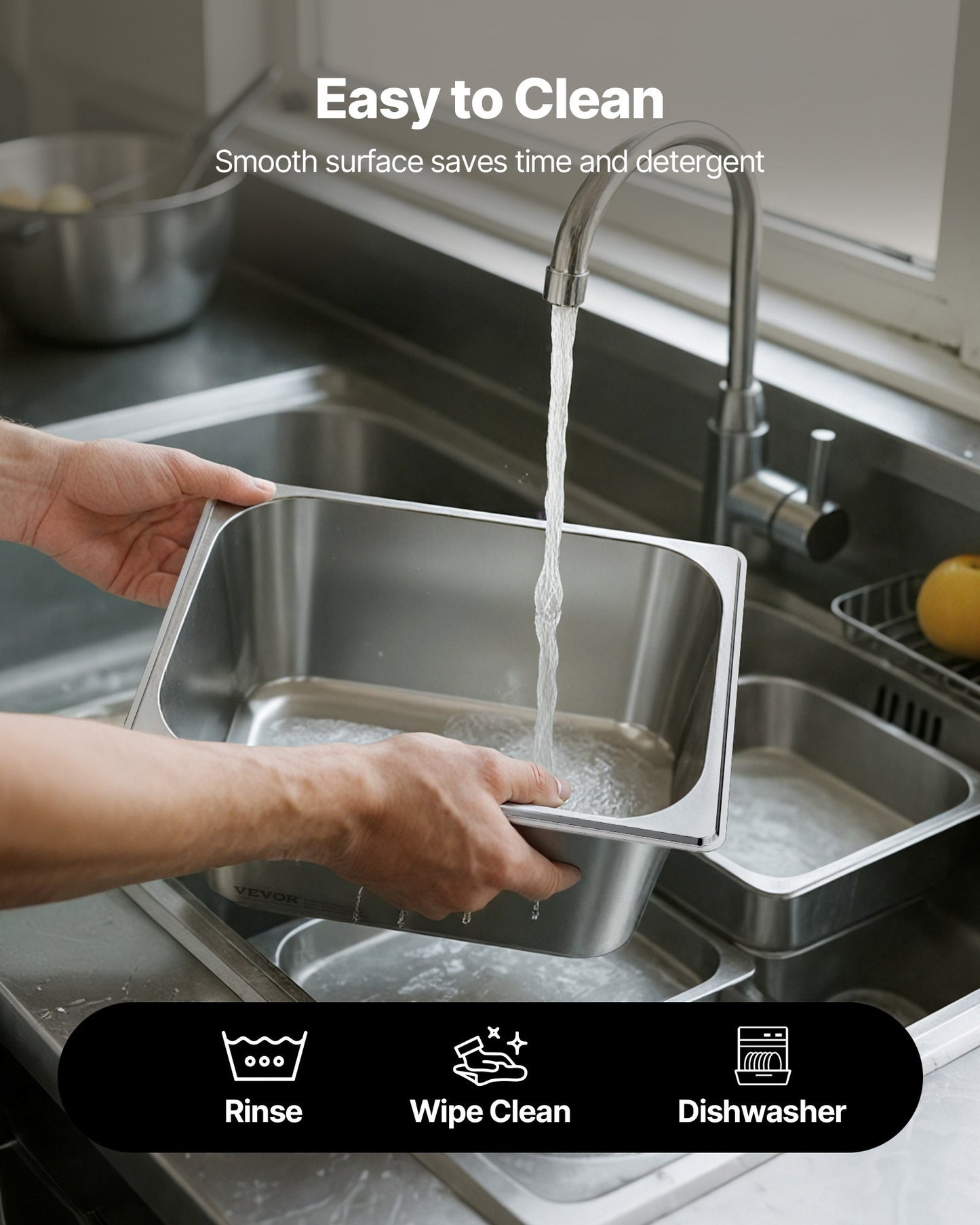 2 Pack Stainless Steam Hotel Pans, 1/2 Size Table Steam Pans With Lids, 6 Inch Deep, Anti Jam Restaurant Supplies Reusable Catering Storage for Home, Party, Restaurant, Hotel, Buffet