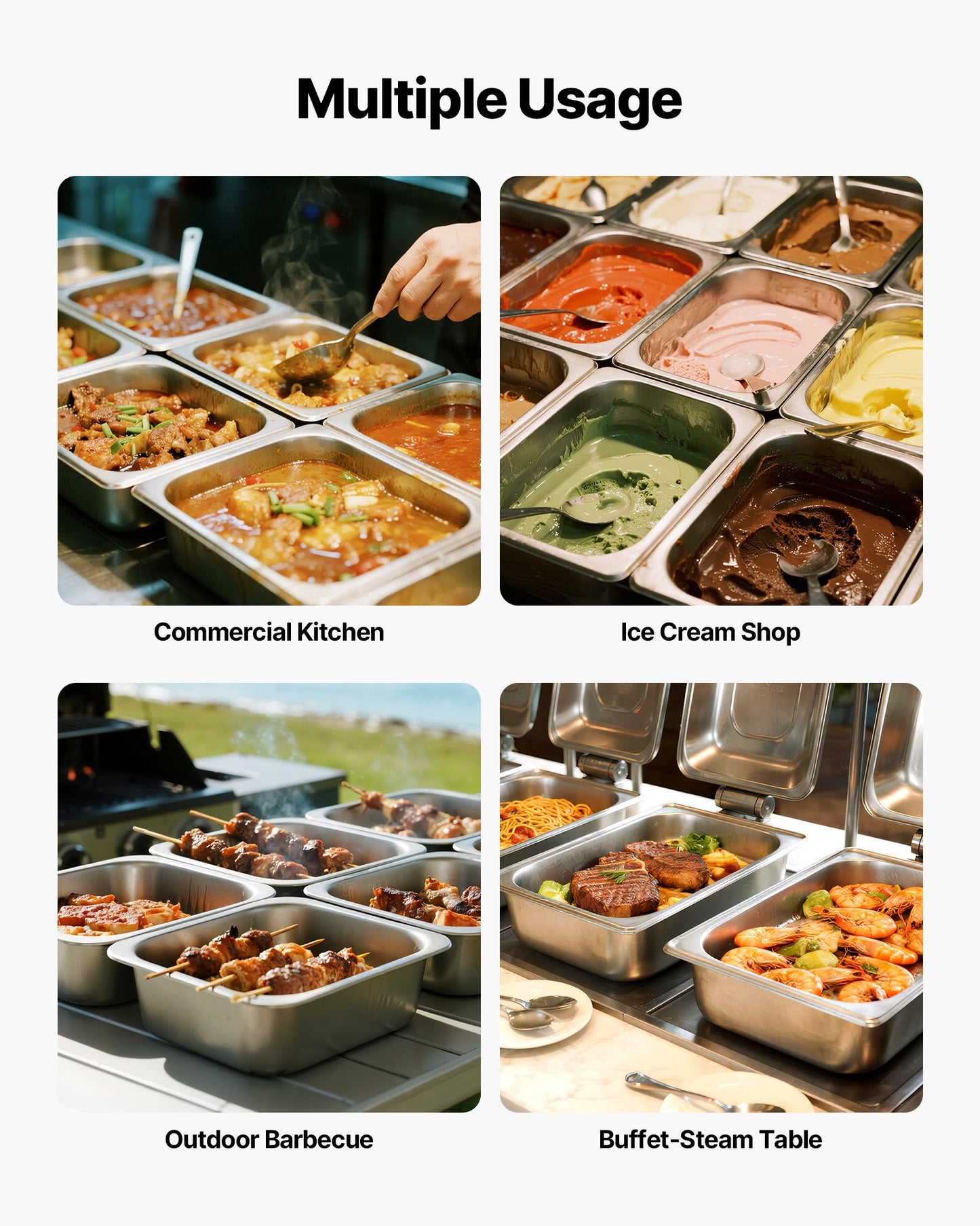 2 Pack Stainless Steam Hotel Pans, 1/2 Size Table Steam Pans With Lids, 6 Inch Deep, Anti Jam Restaurant Supplies Reusable Catering Storage for Home, Party, Restaurant, Hotel, Buffet